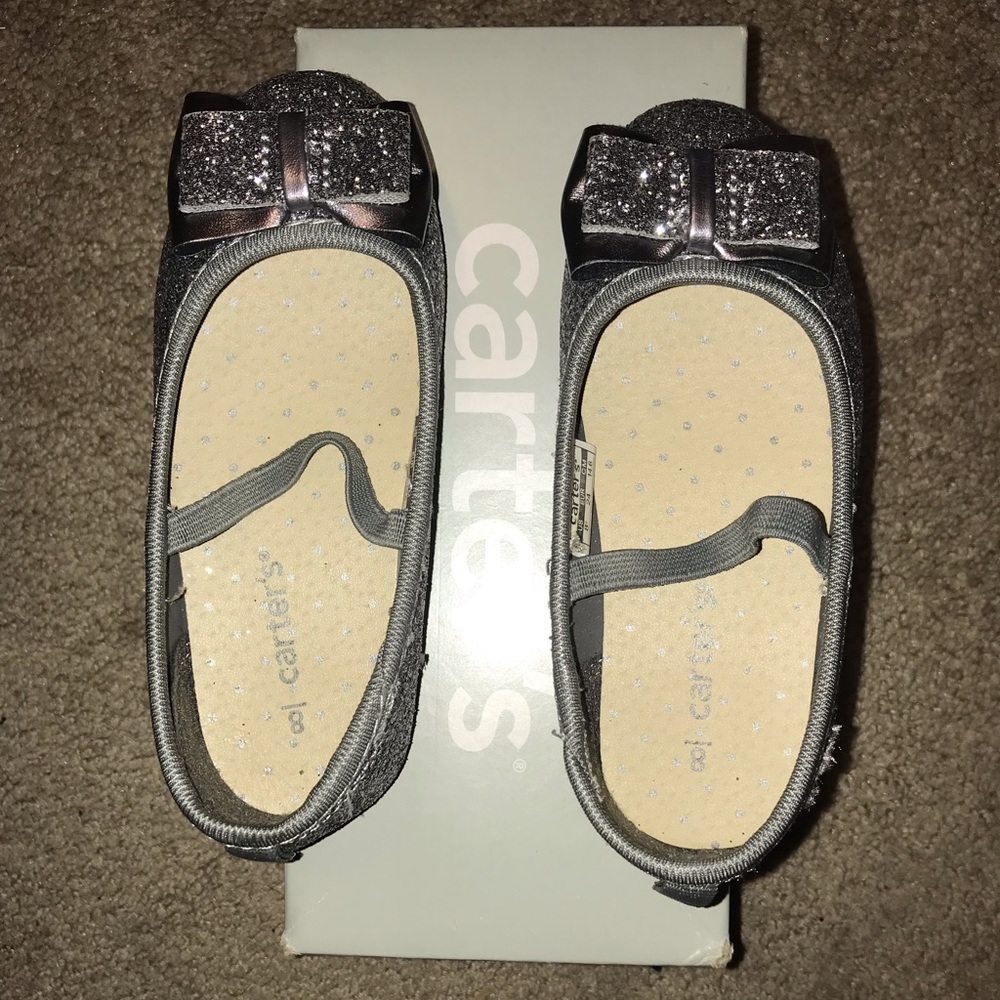 Carters toddler silver glitter ballet shoe